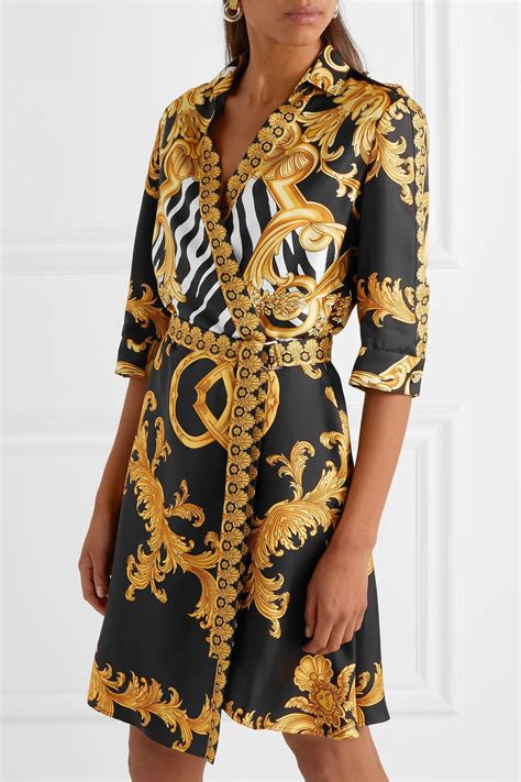 gold versace print dress|farfetch versace dresses.